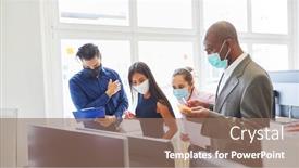  Presentation with team working together - Slide set consisting of creative-team-of-a-web background and a coral colored foreground