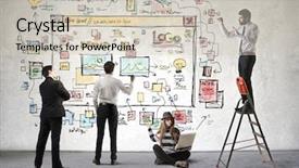  Presentation with creative - Beautiful PPT theme featuring creative team projecting a website backdrop and a soft green colored foreground