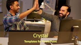  Presentation with teamwork - PPT layouts enhanced with creative team with computers making background and a tawny brown colored foreground