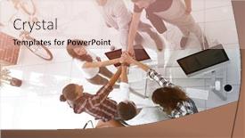  Presentation with team hands - Presentation consisting of creative team with hands clasped together background and a soft green colored foreground