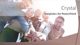  Presentation with team hands - Presentation theme with creative-team-with-hands-clasped background and a white colored foreground