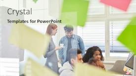  Presentation with development web - Theme consisting of creative-team-works-together background and a soft green colored foreground