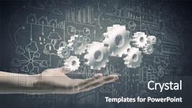  Presentation with hand palm - Audience pleasing PPT theme consisting of creative teamwork - close up of businessman hand backdrop and a dark gray colored foreground