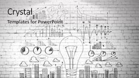  Presentation with business plan - Slide deck featuring creative teamwork - drawn business plan on wall background and a light gray colored foreground