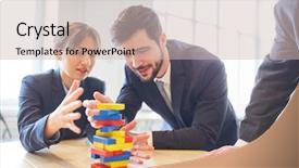  Presentation with teambuilding - Amazing PPT theme having creative teamwork with blocks backdrop and a  colored foreground