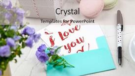  Presentation with postcard - Amazing presentation design having creative text box - i love you postcard backdrop and a soft green colored foreground