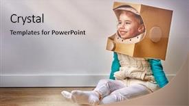  Presentation with costume - PPT theme having creative thinking - child is dressed background and a soft green colored foreground