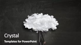  Presentation with cloud - Presentation theme having creative thinking - cloud headed man mixed media background and a dark gray colored foreground