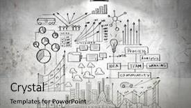  Presentation with creative thinking - Cool new presentation design with creative thinking - drawn business plan on wall backdrop and a light gray colored foreground