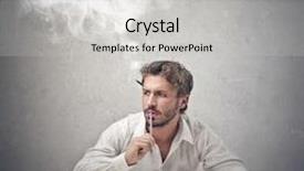  Presentation with project - Cool new slide deck with creative thinking - handsome man thinks backdrop and a light gray colored foreground