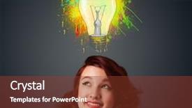  Presentation with creative thinking - Theme enhanced with creative thinking - pretty young woman gesturing background and a tawny brown colored foreground