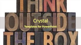  Presentation with thinking outside box - PPT theme featuring creative thinking - think outside the box phrase background and a tawny brown colored foreground