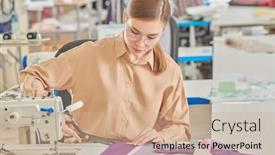  Presentation with apparel industry - Slides enhanced with creative-young-girl-tailor background and a coral colored foreground