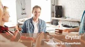  Presentation with young people in the club - Theme having creative young people celebrating birthday background and a coral colored foreground