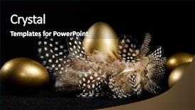  Presentation with black and gold mistletoe - Audience pleasing slides consisting of creatively lit golden goose eggs backdrop and a black colored foreground