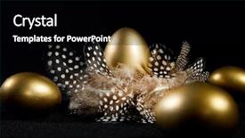  Presentation with black and gold - Presentation with creatively lit golden goose eggs background and a black colored foreground