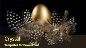  Presentation with golden - PPT layouts having creatively lit golden goose eggs background and a tawny brown colored foreground
