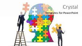  Presentation with jigsaw - PPT theme with creativity-concept-with-head-made background and a white colored foreground