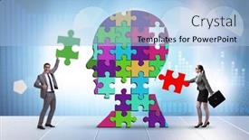  Presentation with jigsaw - Theme enhanced with creativity-concept-with-head-made background and a light blue colored foreground