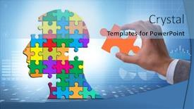  Presentation with creativity - PPT theme with creativity-concept-with-head-made background and a light blue colored foreground