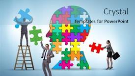  Presentation with creativity - Slides with creativity-concept-with-head-made background and a light blue colored foreground