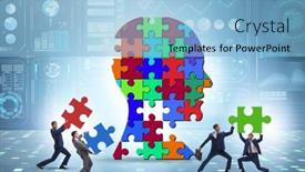  Presentation with creativity - Presentation theme consisting of creativity-concept-with-head-made background and a light blue colored foreground