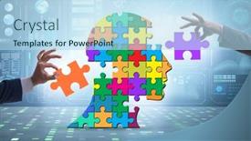  Presentation with creativity - PPT theme featuring creativity-concept-with-head-made background and a light blue colored foreground