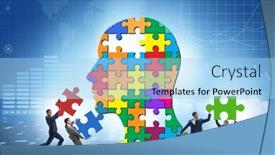  Presentation with creativity - Presentation design consisting of creativity-concept-with-head-made background and a light blue colored foreground