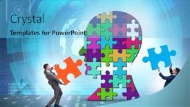  Presentation with creativity - Presentation theme featuring creativity-concept-with-head-made background and a light blue colored foreground