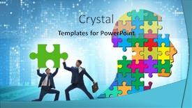  Presentation with creativity - PPT theme consisting of creativity-concept-with-head-made background and a light blue colored foreground