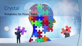  Presentation with creativity - PPT theme featuring creativity-concept-with-head-made background and a light blue colored foreground
