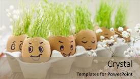  Presentation with funny cartoon - Colorful presentation design enhanced with creativity for easter day cartoon backdrop and a coral colored foreground