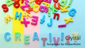  Presentation with creativity - Presentation theme enhanced with creativity motto by alphabet letters background and a arctic colored foreground