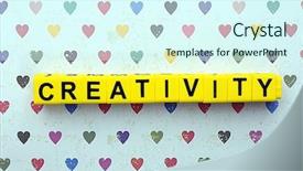  Presentation with creativity - PPT layouts with creativity motto by alphabet letters background and a  colored foreground