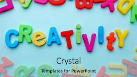  Presentation with wooden english letters alphabet - Slide set with creativity motto by alphabet letters background and a  colored foreground