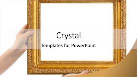  Presentation with frame - Colorful slides enhanced with creativity picture - frame in hands isolated backdrop and a white colored foreground