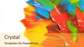  Presentation with color border bottom - PPT theme with creativity tools - color paint border background and a yellow colored foreground