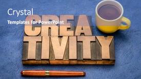  Presentation with abstract business - Slide set having creativity-word-abstract-in-vintage background and a teal colored foreground