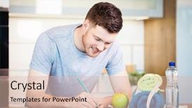  Presentation with sports nutrition - Slides consisting of creatix - healthy lifestyle concept - man background and a lemonade colored foreground