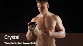  Presentation with protein shake - Cool new presentation theme with creatix - sport bodybuilding fitness and people backdrop and a tawny brown colored foreground