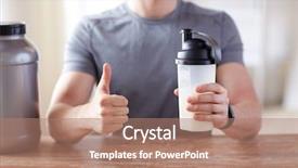  Presentation with protein shake - Colorful presentation enhanced with creatix - sport fitness healthy lifestyle backdrop and a coral colored foreground