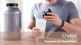  Presentation with protein shake - Presentation theme featuring creatix - sport fitness healthy lifestyle background and a coral colored foreground