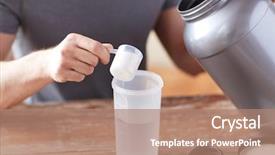  Presentation with protein shake - Audience pleasing presentation design consisting of creatix - sport fitness healthy lifestyle backdrop and a coral colored foreground