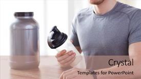  Presentation with protein shake - Slide set consisting of creatix - sport fitness healthy lifestyle background and a coral colored foreground