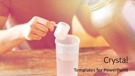  Presentation with protein shake - Beautiful theme featuring creatix - sport fitness healthy lifestyle backdrop and a coral colored foreground