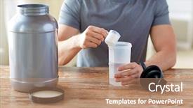  Presentation with healthy people - Beautiful presentation theme featuring creatix - sport healthy lifestyle and people backdrop and a coral colored foreground