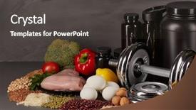  Presentation with food sport - Amazing slide deck having creatix - sports nutrition supplements healthy food backdrop and a dark gray colored foreground