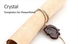  Presentation with old scroll - Audience pleasing theme consisting of credence - old scroll isolated on white backdrop and a  colored foreground