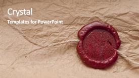  Presentation with wax - PPT theme enhanced with credentials - blank paper with wax seal background and a coral colored foreground