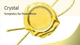  Presentation with credentials - Beautiful slide deck featuring credentials - gold seal or tag isolated backdrop and a blonde colored foreground